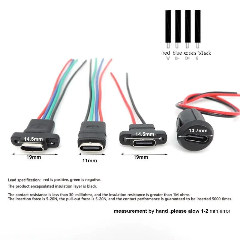 Разъем USB 3.1 Type-C 2Pin 4Pin Сварочная проволока, розетка, резиновое кольцо, порт быстрой зарядки с высоким током e1