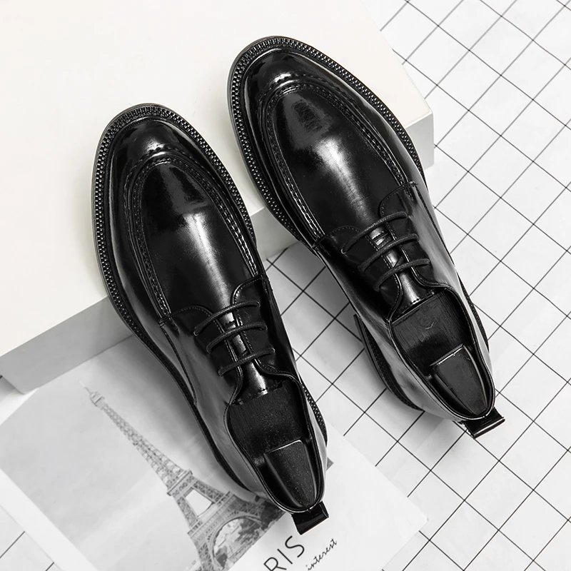 Итальянская Повседневная Официальная Обувь, Мужские Черные Деловые Оксфорды на Мягкой Подошве со шнуровкой, Роскошная Мужская Обувь, Высококачественные Мокасины