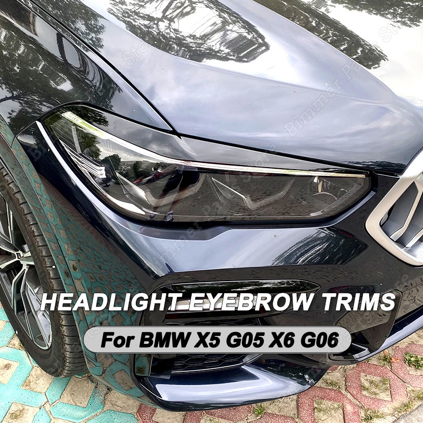 Накладки Для Век и Бровей Передней Фары BMW X5 G05 X6 G06 2018 2019 2020 2021 2022 Карбоновые/Глянцево-Черные Аксессуары Из АБС-Пластика