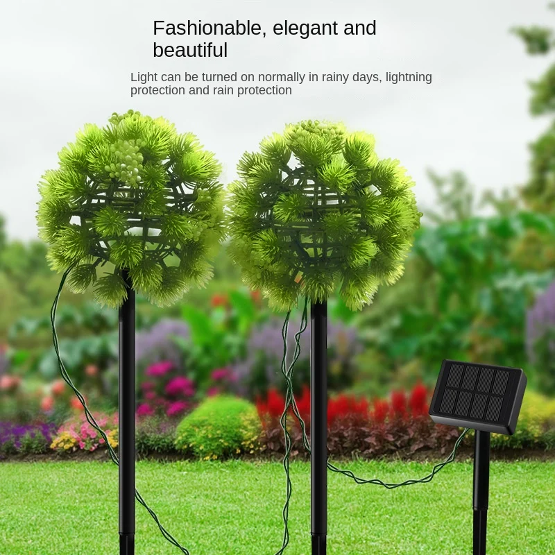 Фонарь с двумя сосновыми иголками на солнечной энергии, подходящий для наружного газона, ландшафта, виллы, сада, парка, декоративного светильника