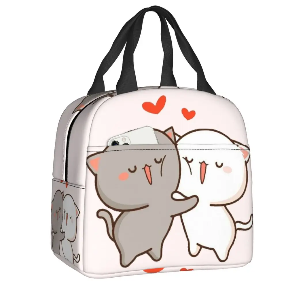 Милые Моти кот Персик и Гома обнять изолированные обед сумки для женщин окружающая среда охладитель тепловой обед коробка еда школьные