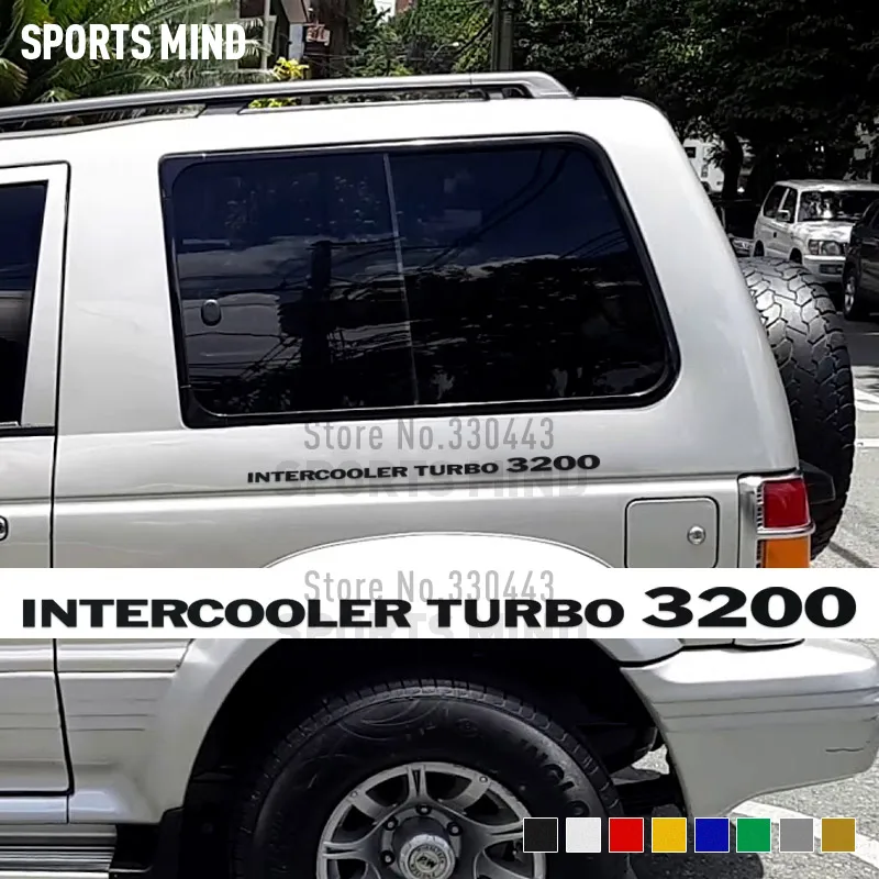 2 шт. Интеркулер Turbo 3200 Виниловые Автомобильные Наклейки Для Mitsubishi Pajero SPORT Shogun Montero L200 L300 Аксессуары Для Стайлинга автомобилей