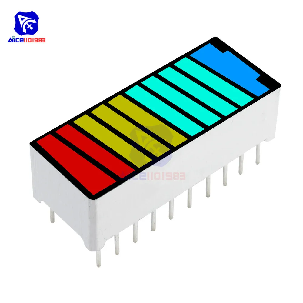 diymore 10 шт./лот, 10-сегментный 4-цветной светодиодный цифровой дисплей, модуль индикатора уровня емкости аккумулятора 18650