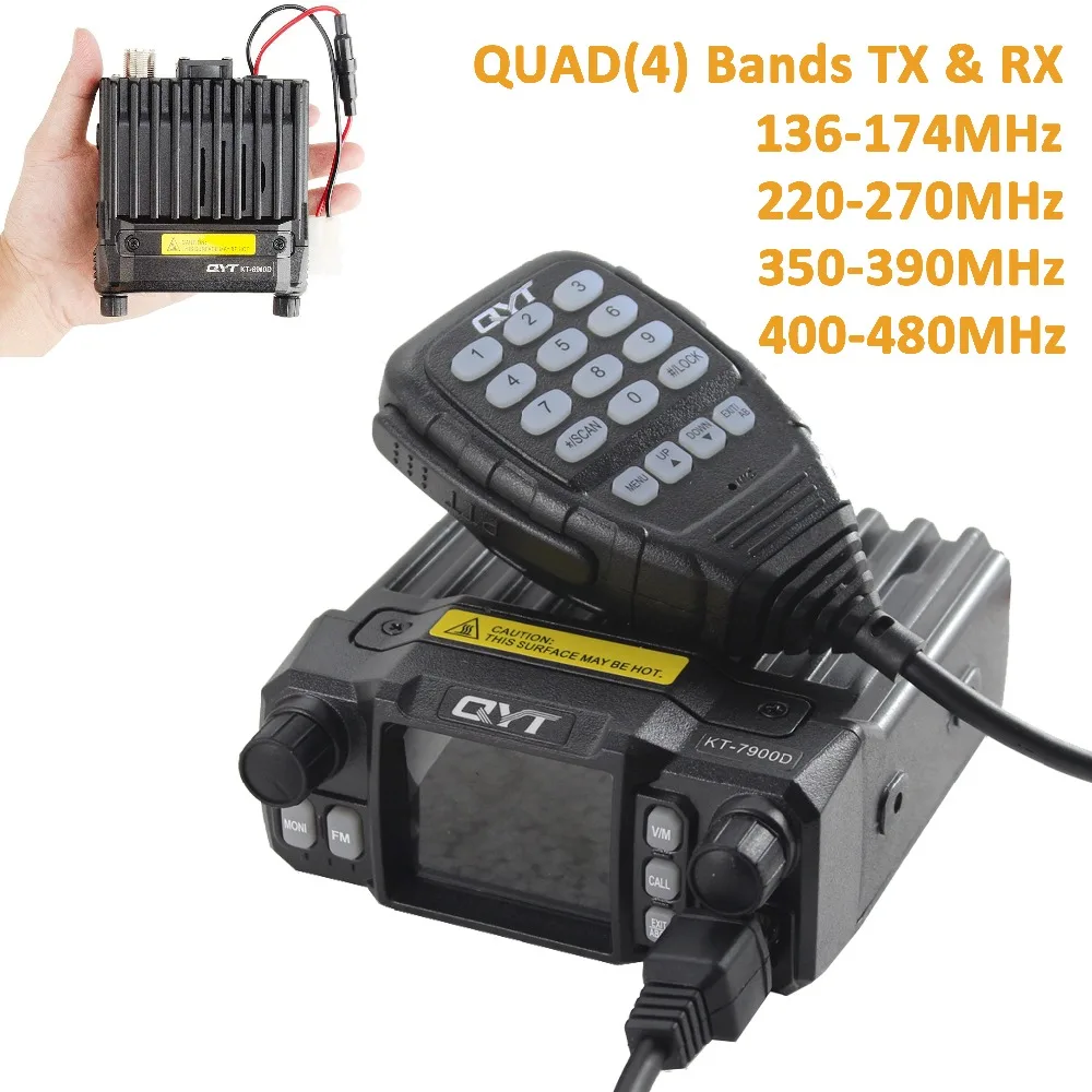 QYT KT-7900D 25 Вт Четырехдиапазонное мобильное радио 144/220/350/440 МГц 4-полосный FM-трансивер Модернизация QYT KT8900 Автомобильное радио Walkie talkie