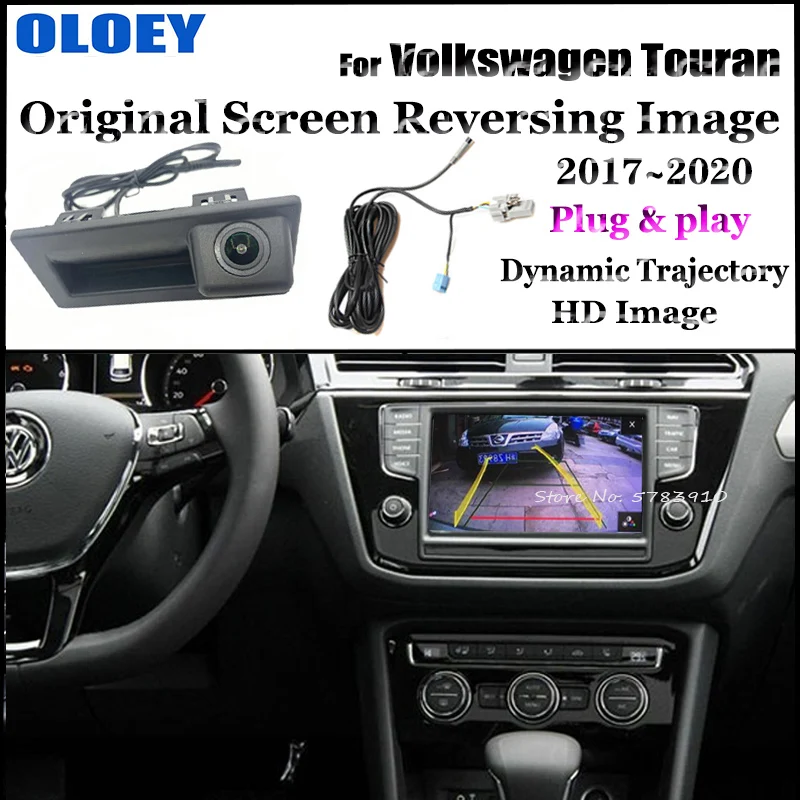 Оригинальный экран Plug & Play для Фольксваген Туран 2 II 5T 5N 2017 2018 2019 2020 2021 Ручка багажника, резервная парковочная камера заднего вида