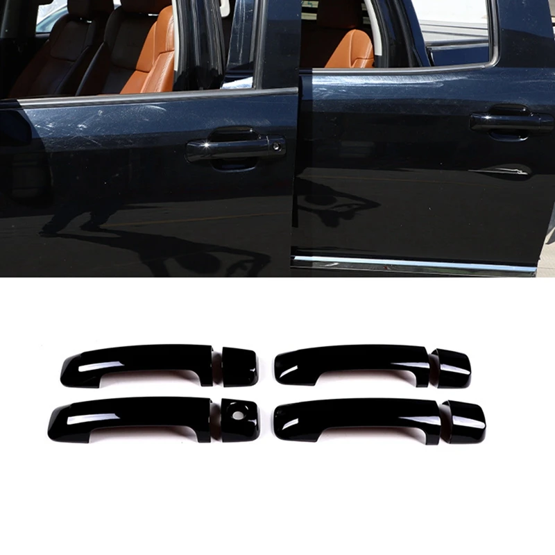 ABS Наружная дверная ручка, накладка, наклейка, аксессуары для Toyota 2007-2021 Sequoia 2008-2020 (фортепианный черный)