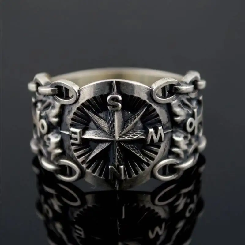 Мужские модные кольца викингов из нержавеющей стали 316L для винтажных колец в стиле пиратского компаса в Северной Европе, мужские ювелирные изделия