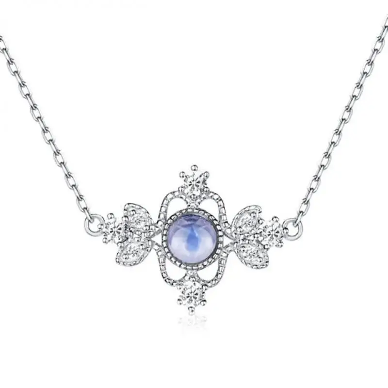 Ожерелье из натурального голубого Лунного камня, Серебро S925 Пробы, Модные ожерелья из натурального светящегося камня Moon, женские ювелирные изделия с драгоценными камнями