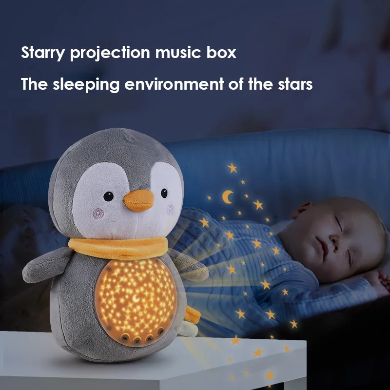 [Забавно] Кукла-енот-пингвин, успокаивающая кукла со светодиодной подсветкой и музыкой, детские игрушки, Спящая кукла, плюшевые игрушки для малышей, подарок на день рождения для детей