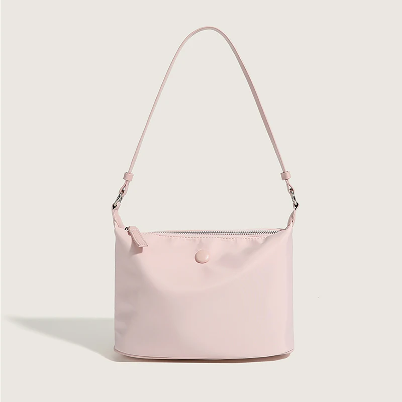 Простые нейлоновые сумки через плечо для женщин 2023 Летние однотонные дизайнерские сумки, модная повседневная женская сумка-подушка с круглой пряжкой и молнией