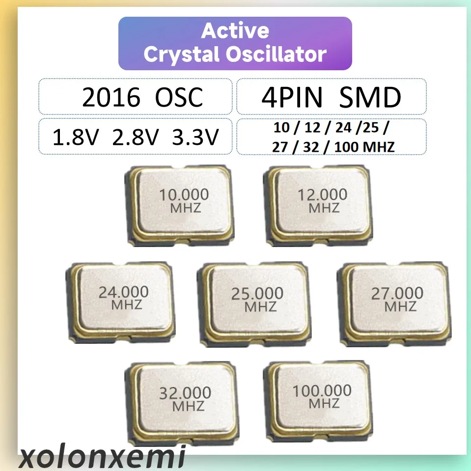 Активный кварцевый генератор SMD 2016 1,8 В 2,8 В 3,3 В OSC 4Pin 10 МГЦ 12 М 24 М 25 М 27 М 32 М 100 МГЦ 1620 2.0*1.6 1.6X2.0 мм 4P