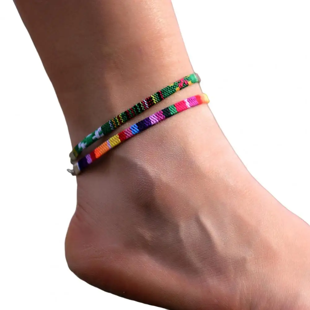 1 Пара браслетов на щиколотке Ручной работы, Плетеный Красочный Регулируемый женский браслет-цепочка для ног в богемном стиле, модные украшения