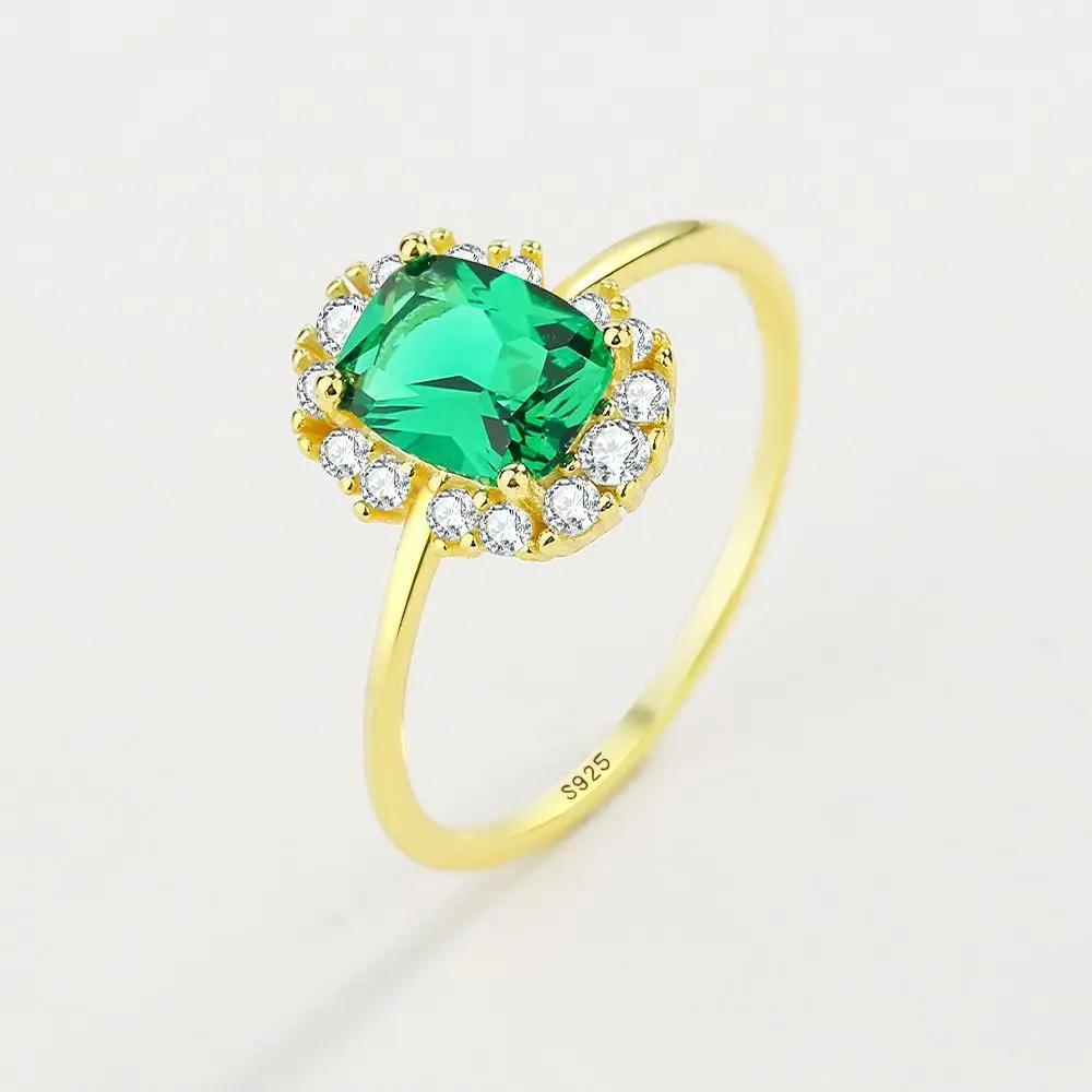 Новые Изысканные Изумрудные кольца для женщин из настоящего стерлингового серебра S925 Пробы с зеленым цирконием, обручальное кольцо на палец, Модные украшения в подарок