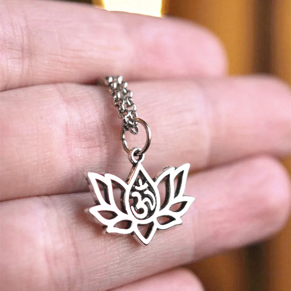 Ожерелье с подвеской в виде цветка Лотоса ОМ, Йога, ожерелье с чакрой лотоса Для женщин, Ювелирные изделия, Подарки для друзей