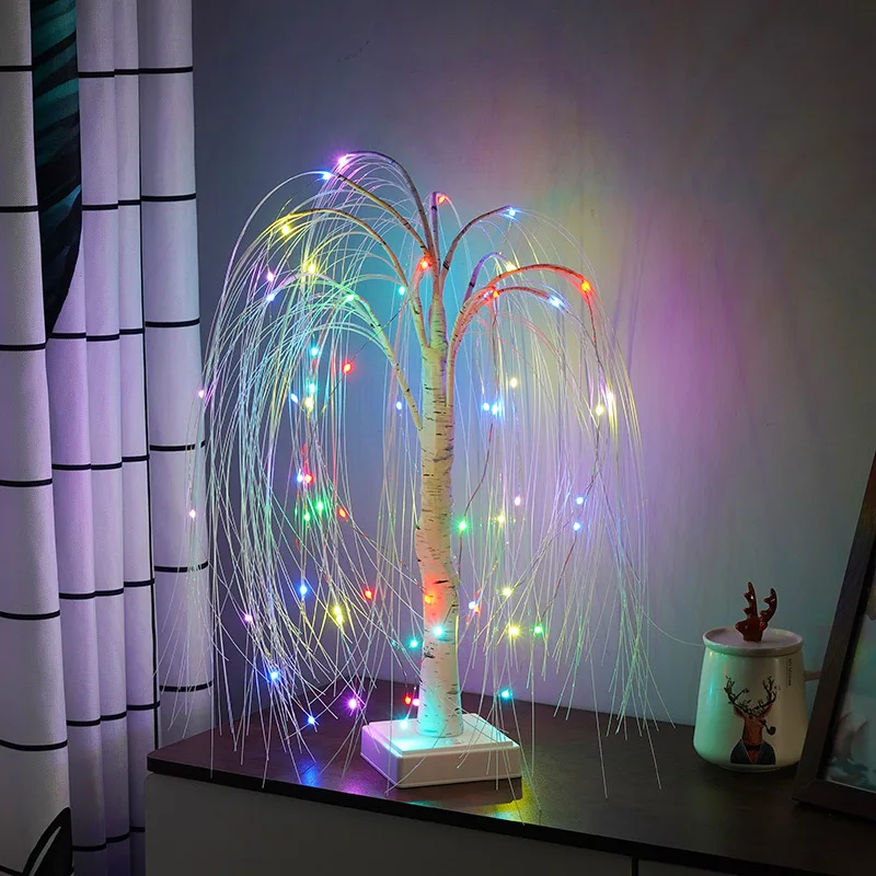 Красочная Елочная лампа 50 см Willow Night Light LED С пультом дистанционного управления Gypsophila Настольная лампа для спальни Свадебный Рождественский Декор Ночник
