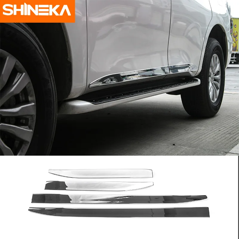 Хромированные молдинги боковой двери кузова SHINEKA, защитный вкладыш, декоративные накладки 4шт для Nissan Patrol 2017, автомобильный стайлинг