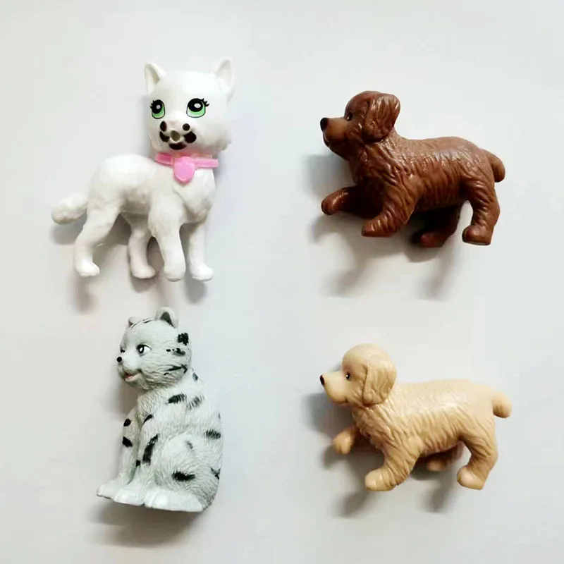 4шт Оригинальная мини-кавайная милая реалистичная собака Щенок Кошка Фигурка животного из смолы, коллекционная модель, игрушка в подарок для малыша, ребенка