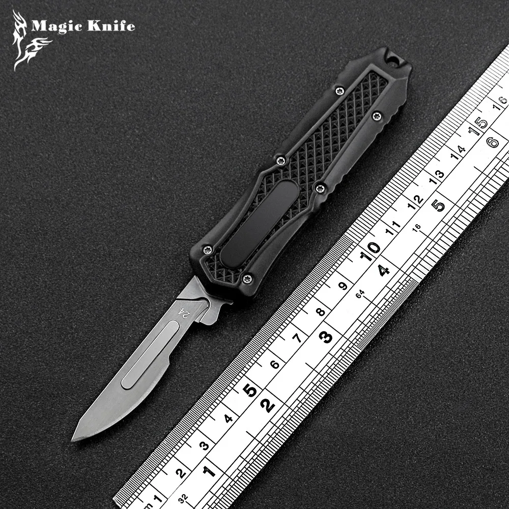 Мини-OTF открытый тактический нож для самообороны с 440 лезвиями, ручка из цинково-алюминиевого сплава, Походная кухня, удобный многофункциональный инструмент EDC