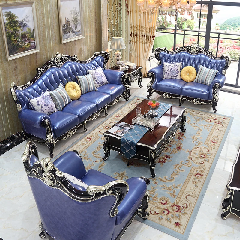 натуральная кожа, массив дерева, резьба, большая семейная гостиная, роскошный классический европейский диван