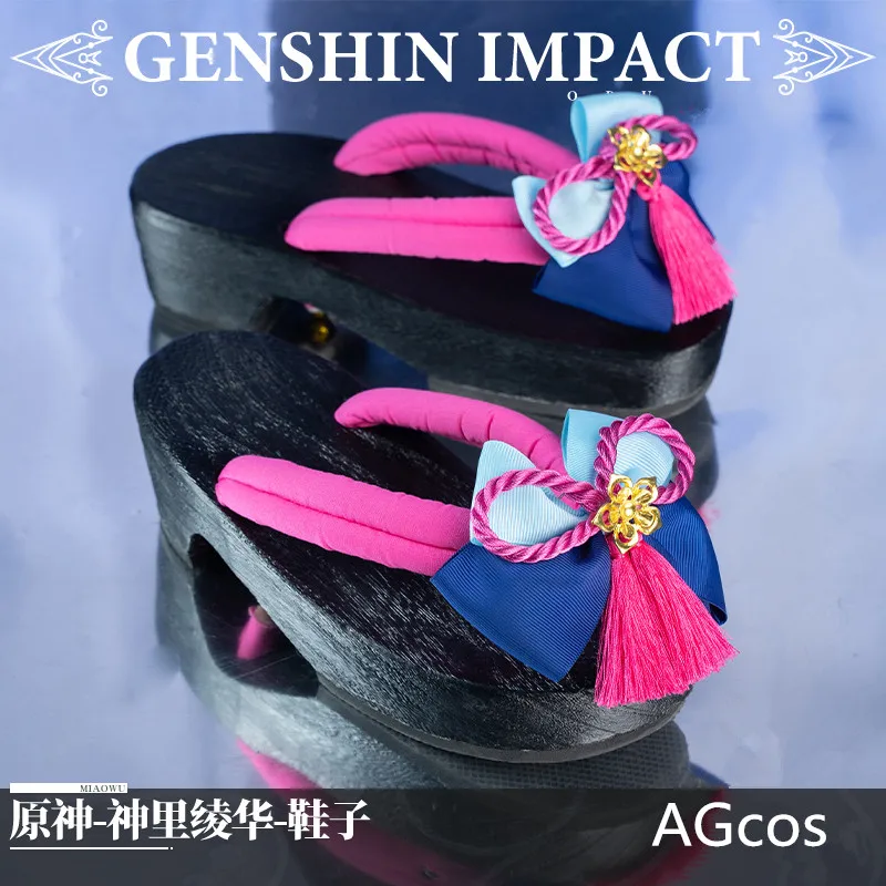 Предпродажная Игра Genshin Impact Kamisato Ayaka Косплей Обувь Женские Кимоно Сабо