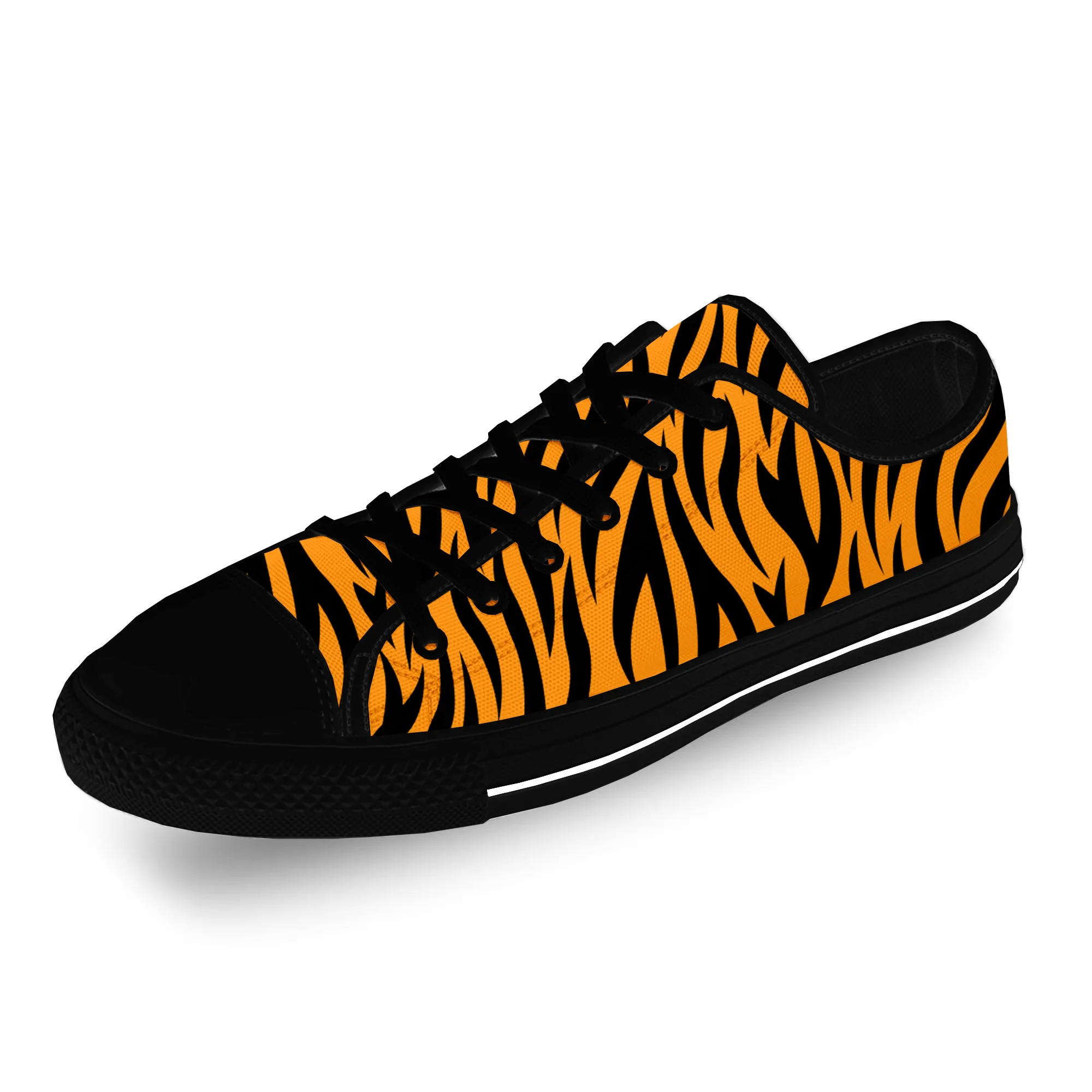 3D С рисунком в полоску Тигра, Модная Повседневная Ткань с 3D Принтом, Мужская и женская Парусиновая Обувь с низким берцем, Легкие Дышащие кроссовки