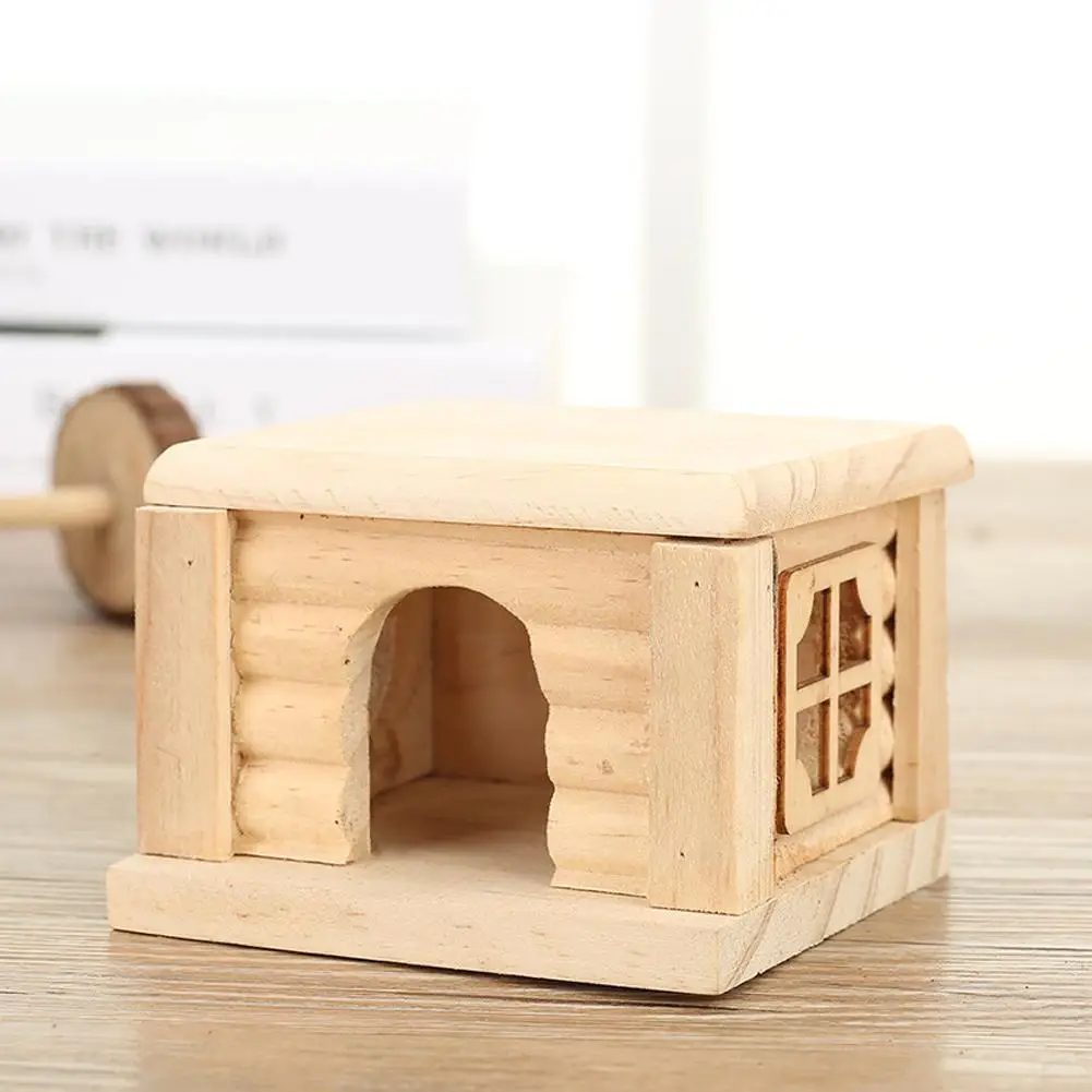 Новый Деревянный домик для хомяка со съемным верхним окном, Домик-убежище, манеж, принадлежности для мелких домашних животных Тонкой работы