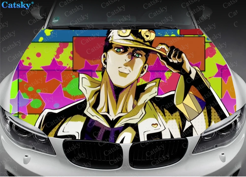 Наклейка на капот автомобиля JoJo's Bizarre Adventure из аниме Виниловая наклейка Полноцветная графическая наклейка для декора автомобиля Пользовательское изображение Подходит для любого автомобиля