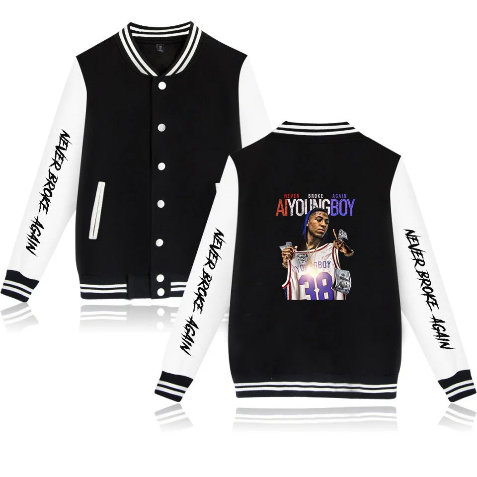 Rap YoungBoy Never Broke Again Бейсбольная форма Флисовая куртка Женская Мужская Уличная одежда Хип-хоп Розовые толстовки с капюшоном с длинным рукавом
