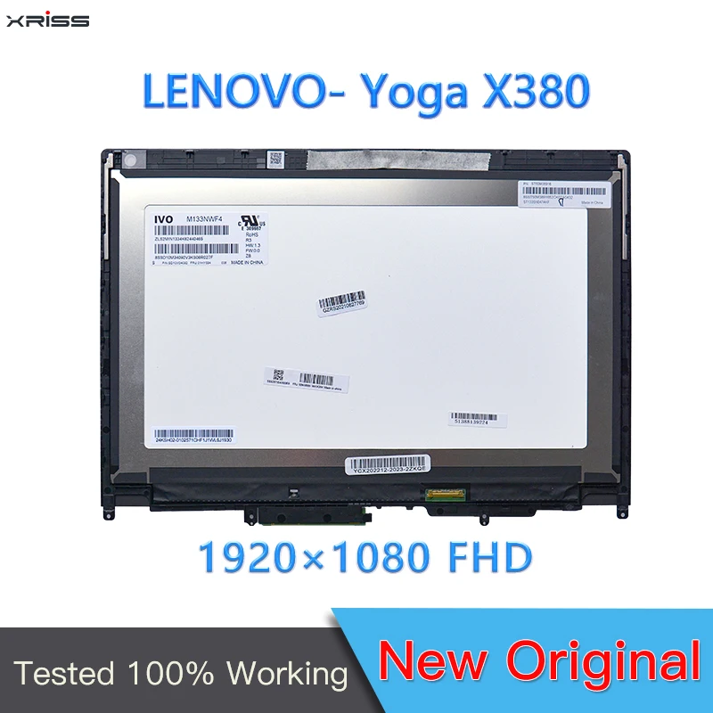 Xriss 13,3-Дюймовый P/N SD10M34092 FHD 1920*1080 Сенсорный Экран В сборе Для Lenovo-Yoga X380 M133NWF4 ЖК-панель Дисплея Экрана Ноутбука