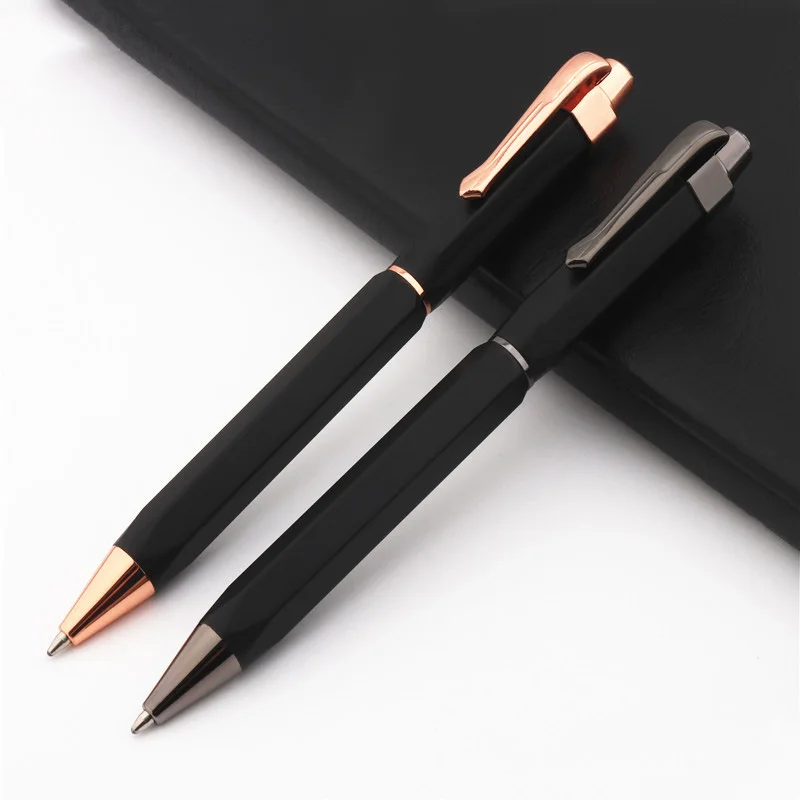 Роскошное качество 920 Розовое золото Черный цвет Бизнес Офисная шариковая ручка Новые студенческие школьные канцелярские принадлежности ручки для письма
