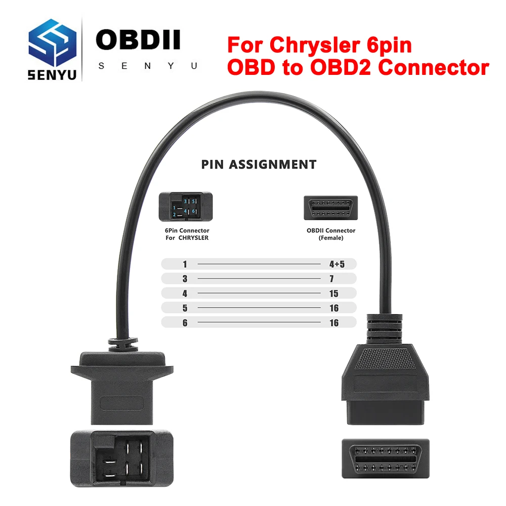 Для Chrysl 6pin OBD2 Разъем Адаптера OBD к OBD2 16Pin Для Chrysler OBD 2 OBD2 Автомобильный Диагностический Автоматический Инструмент Автомобильный Удлинитель