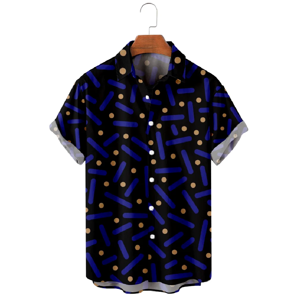 Гавайская рубашка Повседневная рубашка для мужчин и женщин, уличная одежда Y2k оверсайз, пляжная одежда в горошек Harajuku Street Hombre, модная одежда