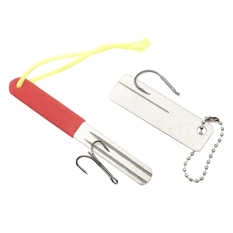 Точилка для рыболовных крючков из 2 предметов, портативный алмазный нож, мини-карманный инструмент для заточки рыболовных крючков для кемпинга на открытом воздухе, Прямая поставка