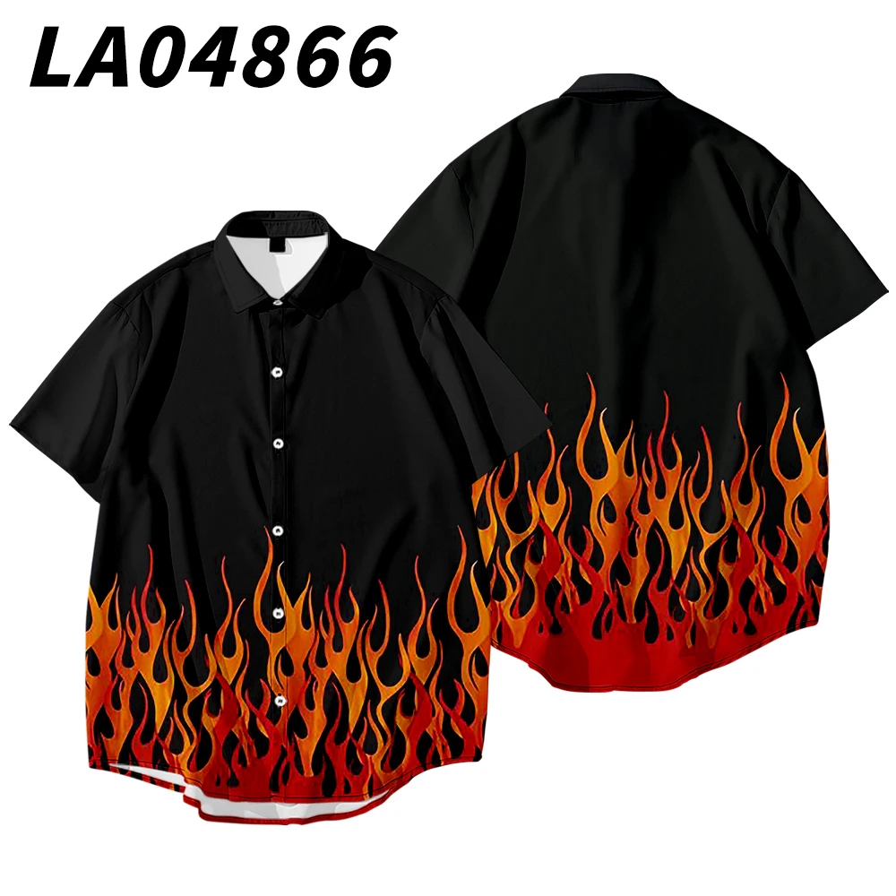 Футболка с короткими рукавами 3D Red flame, 3D футболка для мужчин, гавайская рубашка, футболка с принтом, мужская одежда 4xl