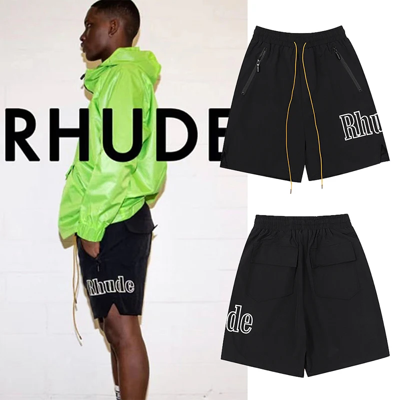 2023ss Повседневные шорты RHUDE Для мужчин и женщин с завязками, высококачественные уличные шорты, пляжные шорты Rhude для мужчин