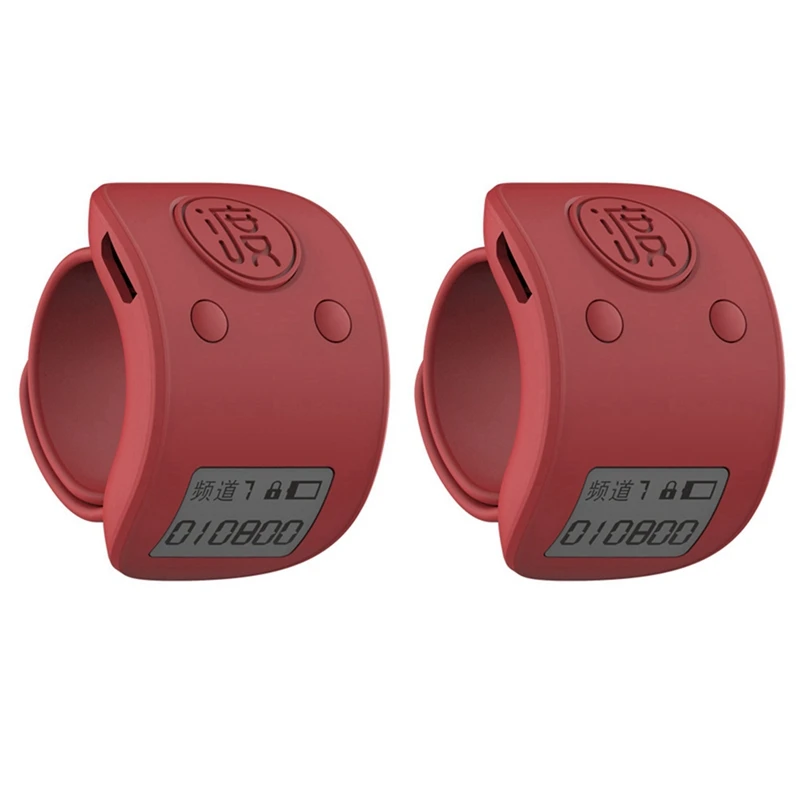 2X Мини-цифровое ЖК-электронное кольцо на палец, ручной счетчик, 6-значный перезаряжаемый кликер счетчиков-красный