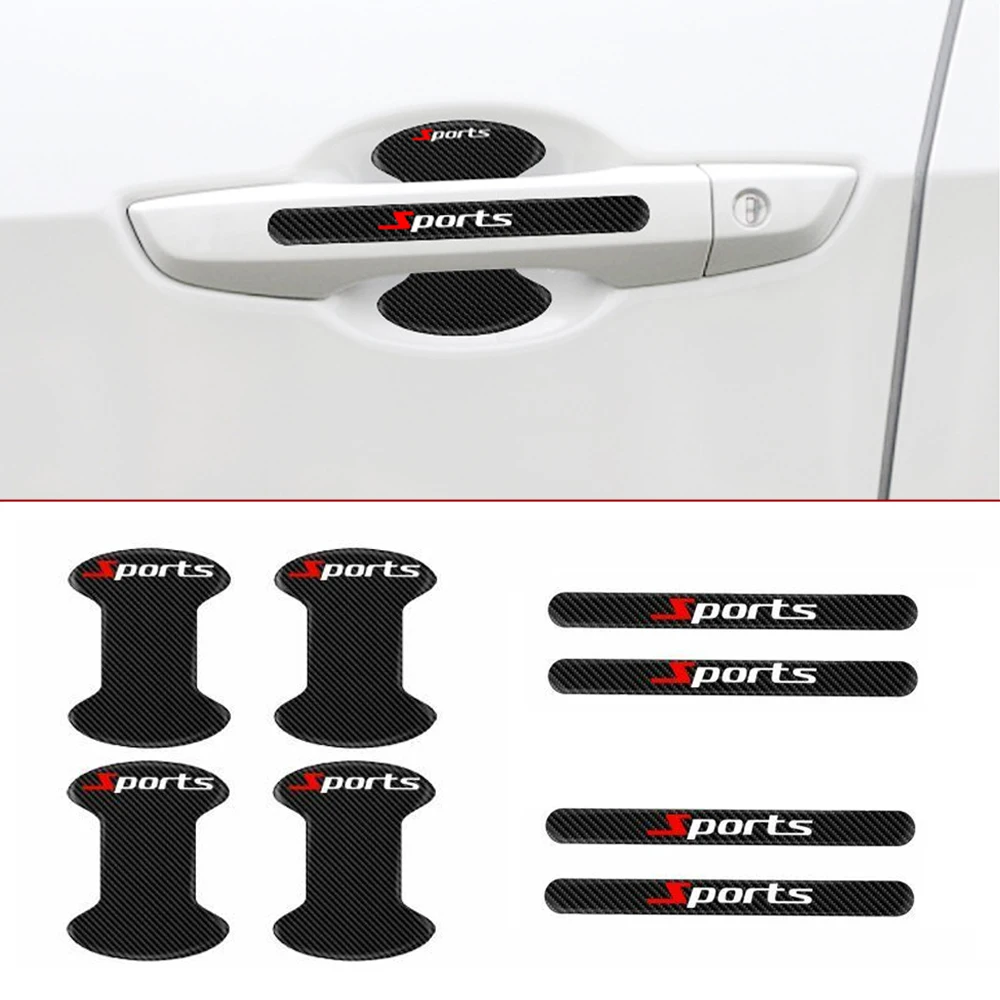 8x Защитная пленка для дверной ручки автомобиля из углеродного волокна, царапины на ручке автомобиля, автомобильные защитные наклейки, защитная пленка на запястье двери