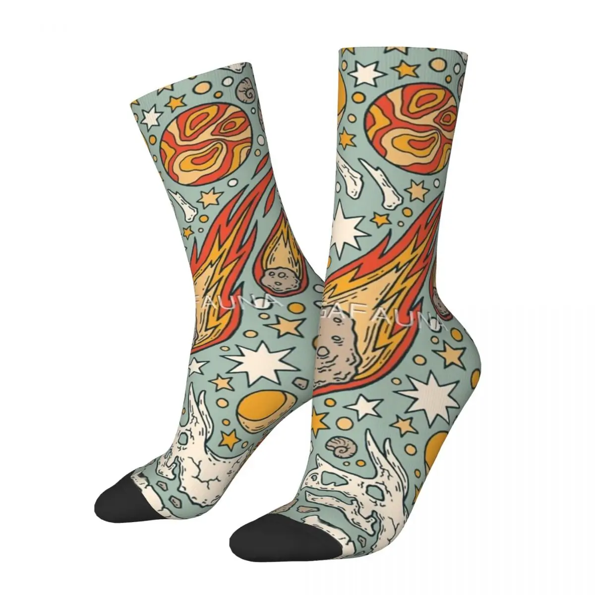 Счастливые забавные мужские компрессионные носки The Asteroid & The Omega Винтаж Harajuku Moon в стиле хип-хоп, новинка, повседневный экипаж, сумасшедший носок