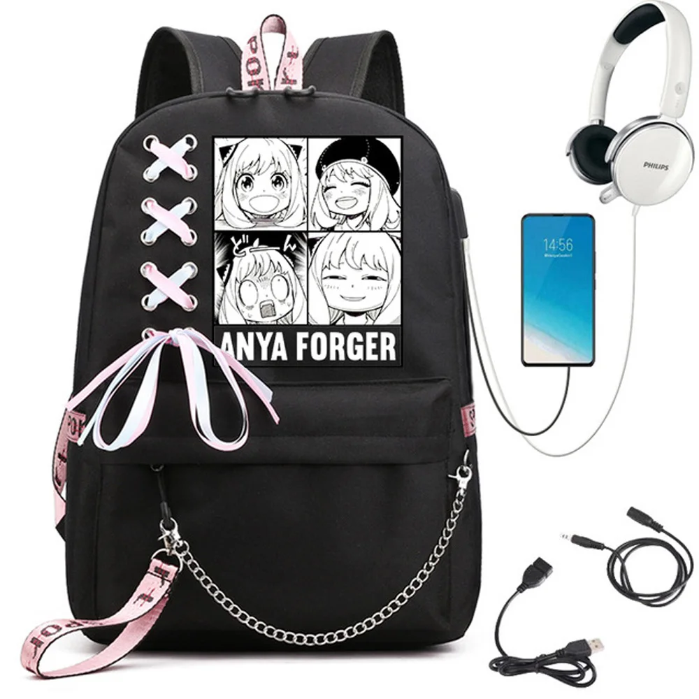 Аниме SPY x FAMILY Anya Forger Рюкзак для женщин, дизайнерская Студенческая школьная сумка, молодежный рюкзак для путешествий на открытом воздухе