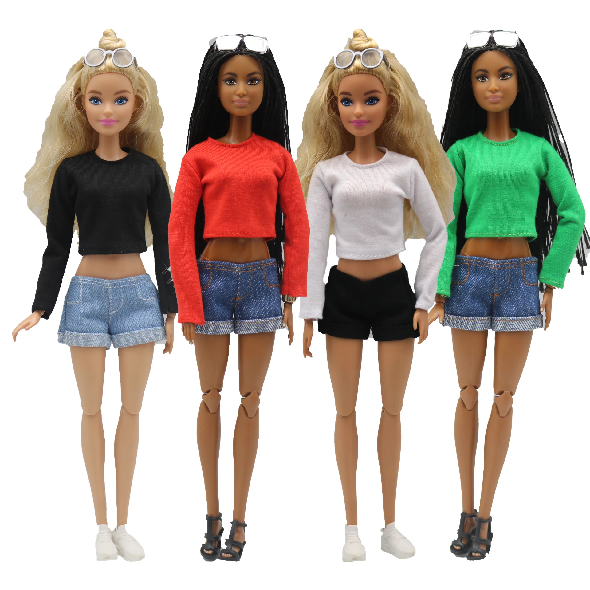аксессуары для куклы 29 см, футболка с круглым вырезом и длинным рукавом, джинсовые шорты, костюм для куклы Барби