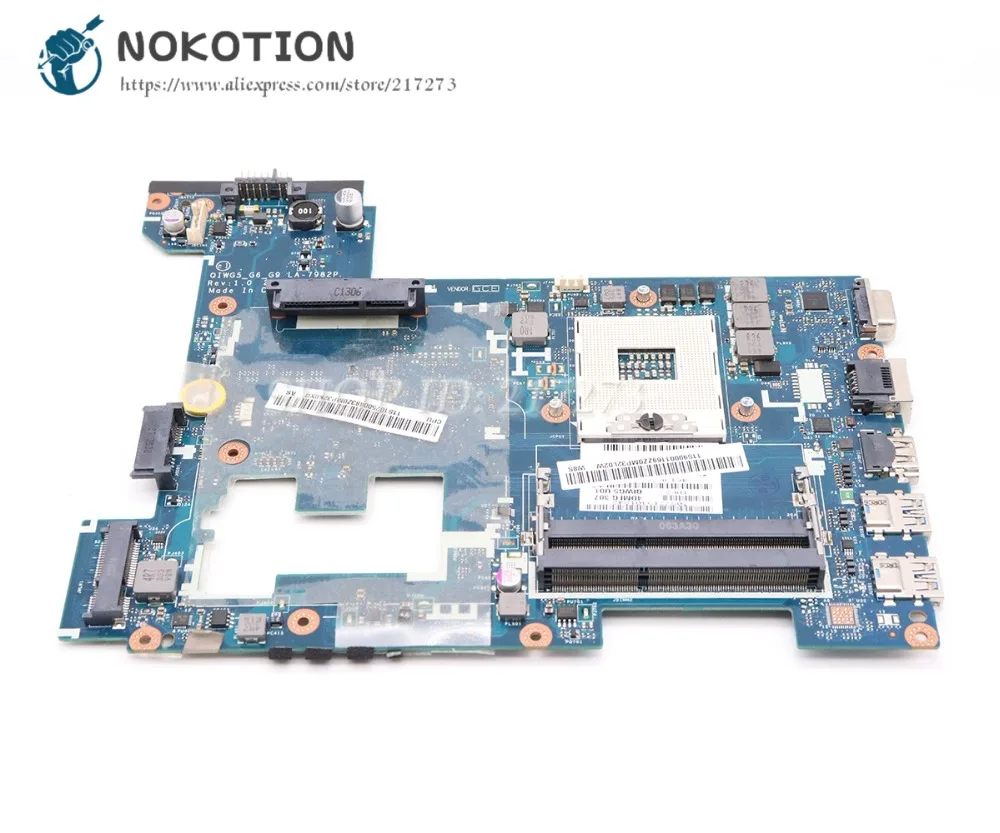 NOKOTION для Lenovo G480 Материнская плата ноутбука QIWG5_G6_G9 LA-7982P ОСНОВНАЯ плата 14 дюймов HM76 UMA DDR3