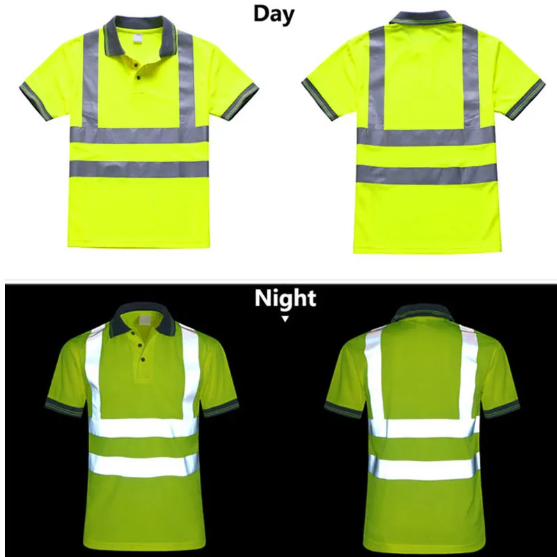 Светоотражающая защитная рубашка для ночной работы, одежда, быстросохнущая футболка с короткими рукавами, защитная одежда для строительной спецодежды