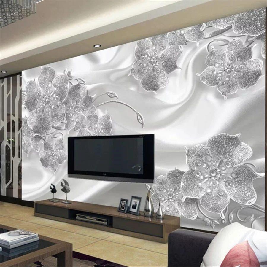 beibehang Пользовательские обои 3d фреска современные минималистичные ювелирные изделия цветок шелковая фреска ТВ фон стена гостиная спальня обои