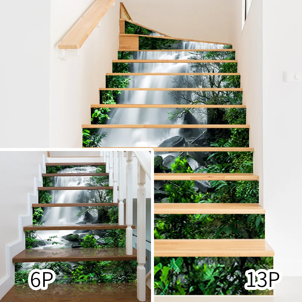 3D Наклейки на лестницу в виде большого дерева, Зеленый ПВХ, водонепроницаемый винил, Наклейки для лестничных ступеней Decoracion Escaleras, Спальня, гостиная, Дизайн дома