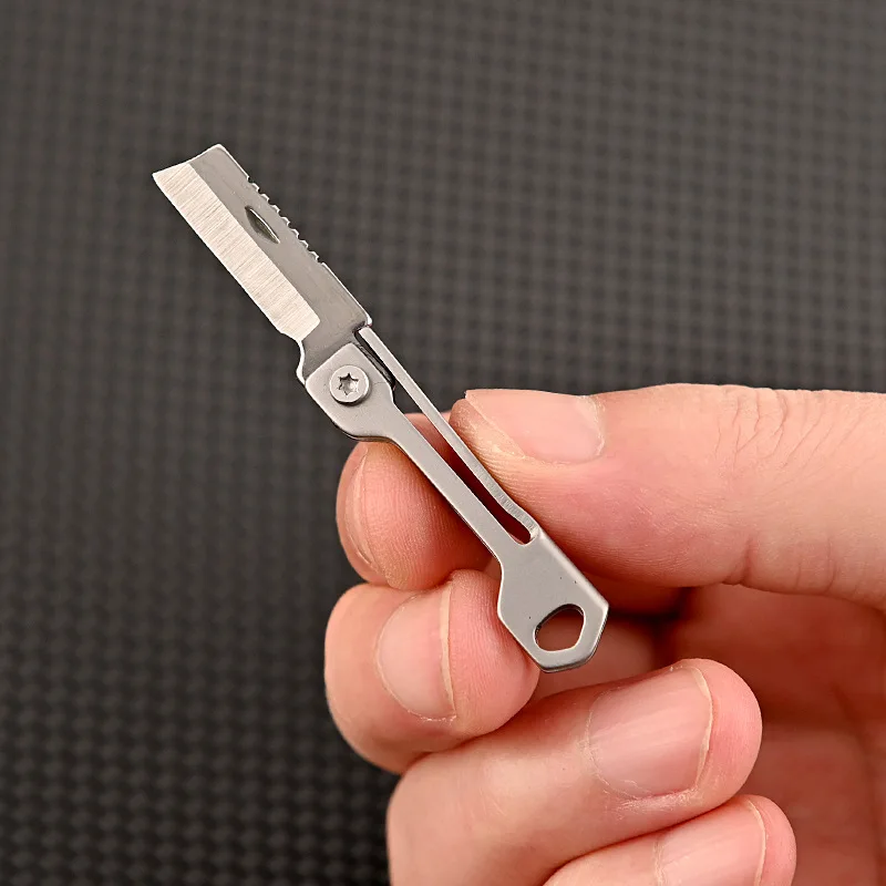 Квадратный мини-складной нож из нержавеющей стали, острый портативный нож для экспресс-распаковки, брелок-подвеска, портативный карманный нож.