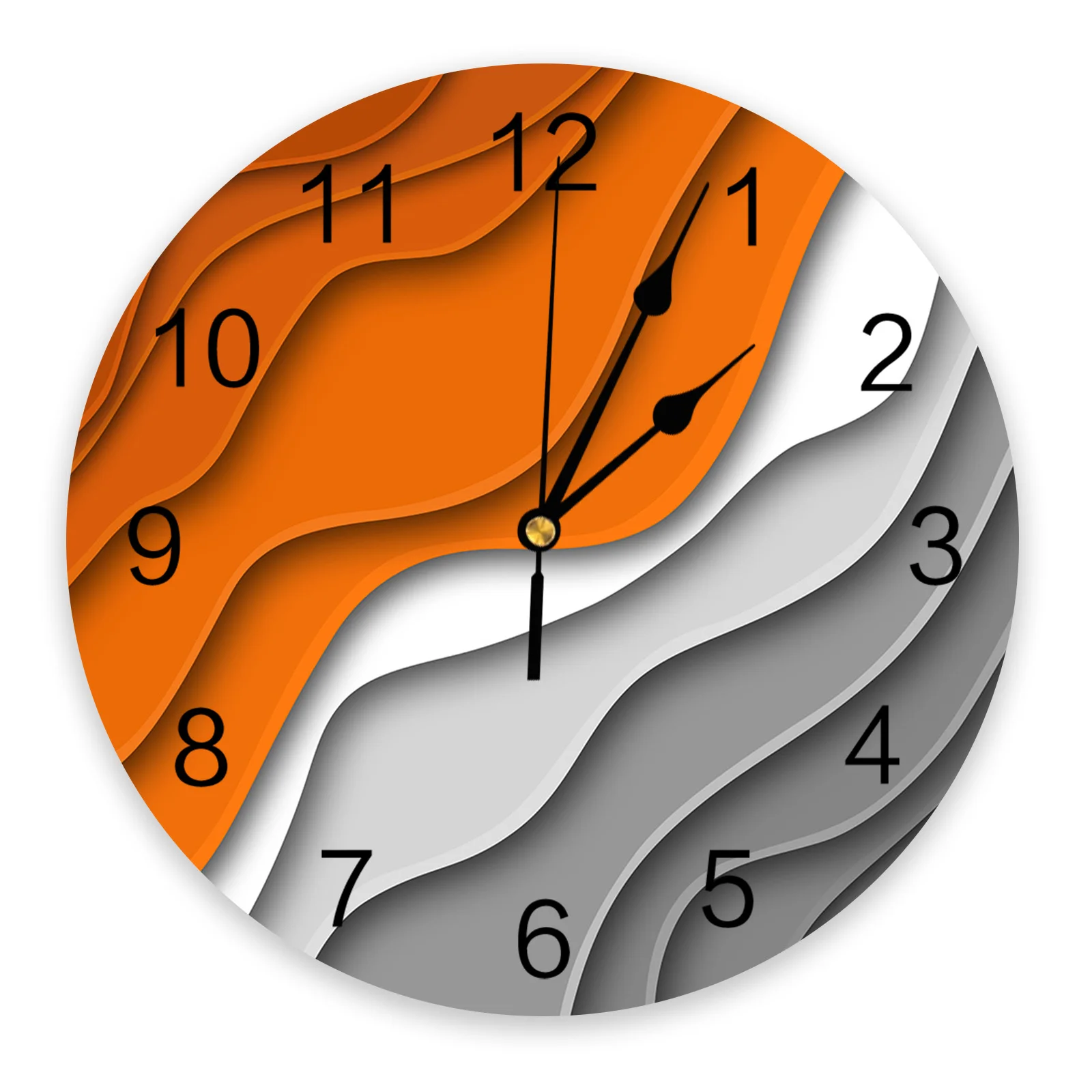 Оранжево-серые Градиентные Абстрактные настенные часы для спальни, большие современные кухонные круглые настенные часы для столовой, часы для гостиной, домашний декор