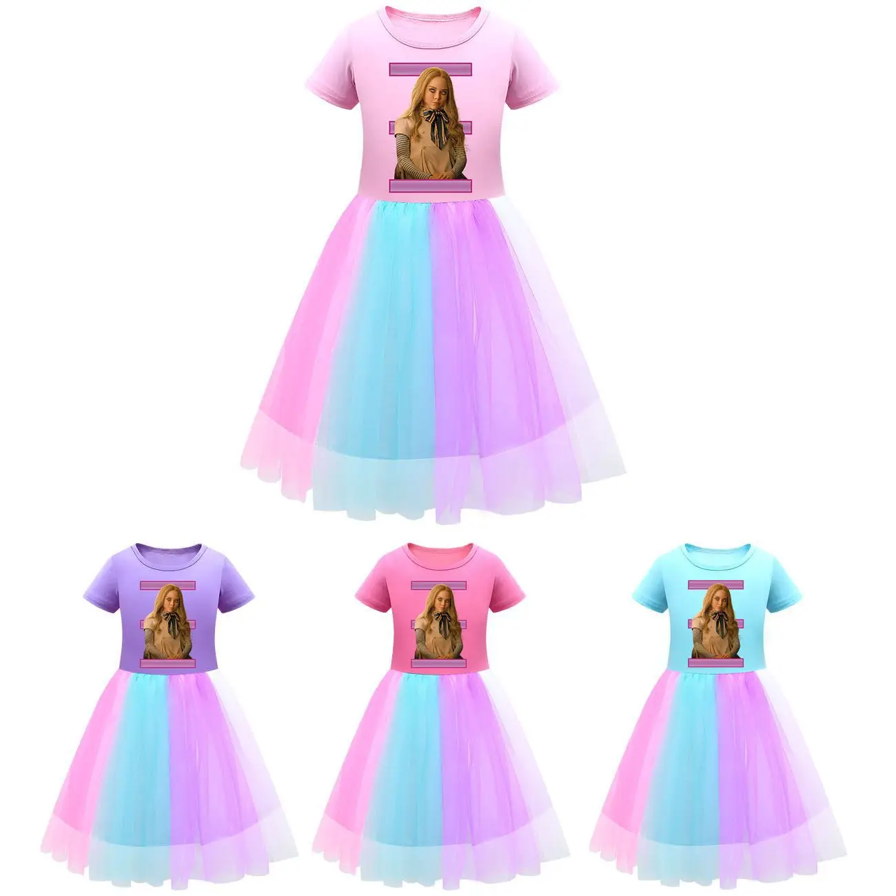 ТАНЦЕВАЛЬНОЕ Платье M3GAN Детские Летние Платья Повседневная Одежда для маленьких девочек Платье принцессы с коротким рукавом для маленьких Девочек для свадебной вечеринки