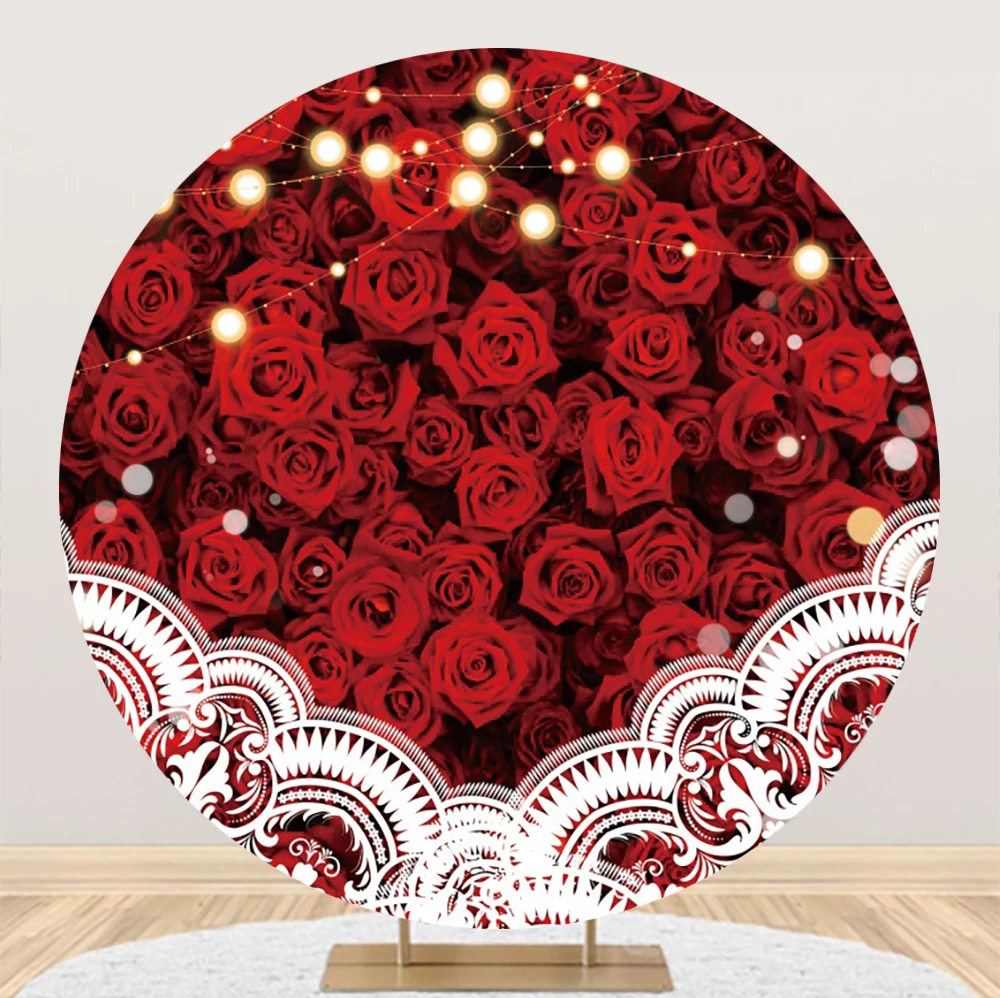Круглый фон для фотосъемки Laeacco Flowers С цветами Красной Розы Свадебный душ Декор для вечеринки по случаю Дня рождения ребенка для новобрачных Портретный фон