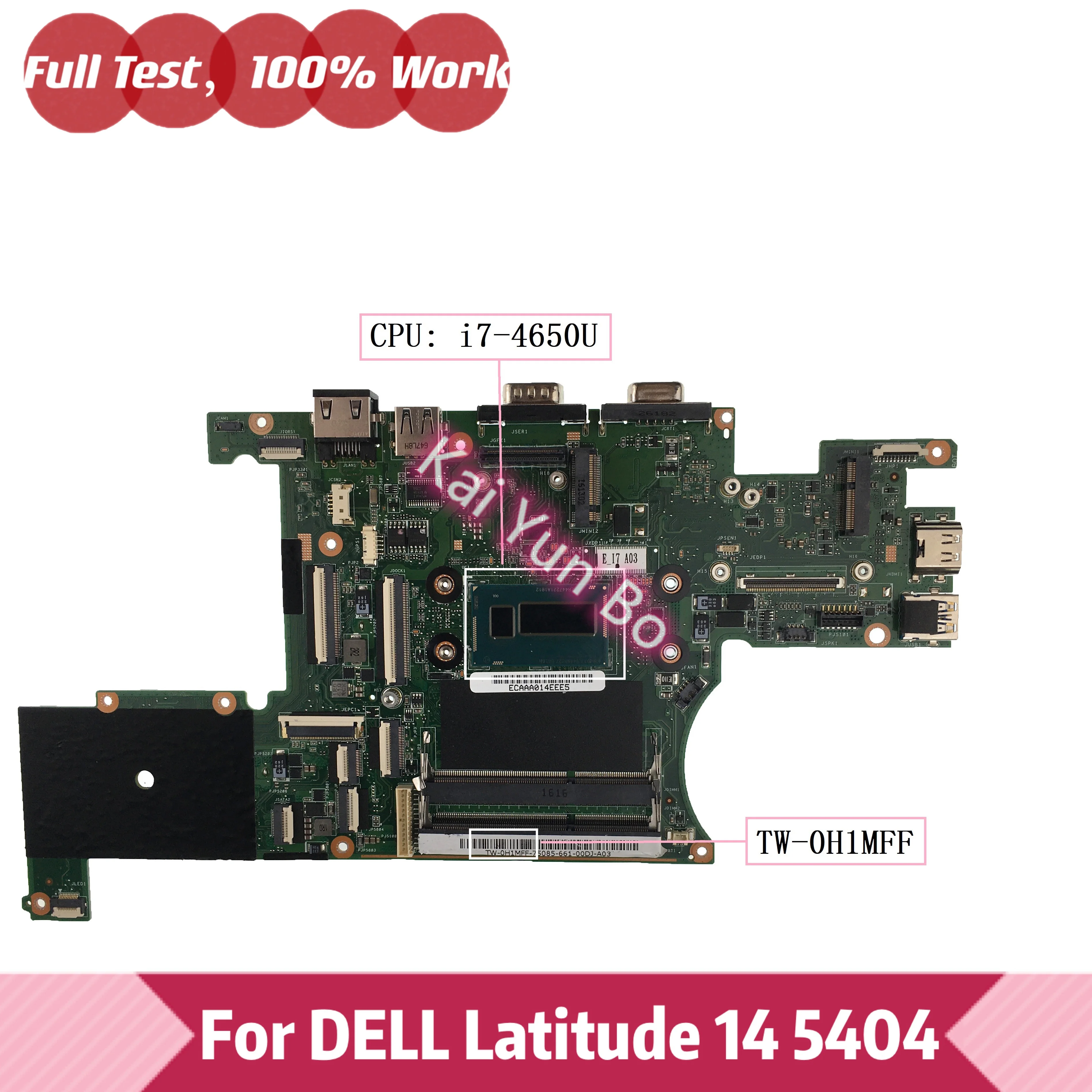 TW-0H1MFF CN-0H1MFF Для Dell Latitude 14 5404 7204 E7204 Материнская плата ноутбука 0H1MFF H1MFF С процессором I7-4650U DDR3 100% Полностью протестирована