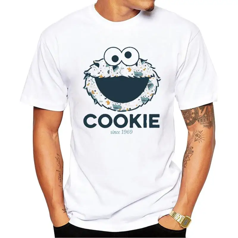 Модная мужская футболка с принтом Cookie Monster С коротким рукавом, забавные футболки с круглым вырезом, крутые топы, хипстерские футболки